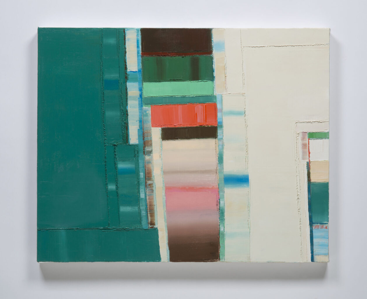 “Let The World Push Through 8”, Oil on canvas on wood panel, 24x30x1.5 inches, 2025